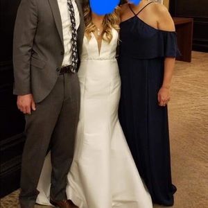 Show Me Your Mumu Rebecca Ruffle Maxi Dress in Rich Navy Crisp